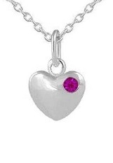 teensy catchy silver heart baby July birthstone necklace